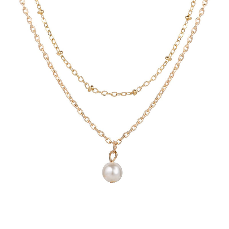 New Fashionable Artificial Pearl Double Layer Necklace For Women