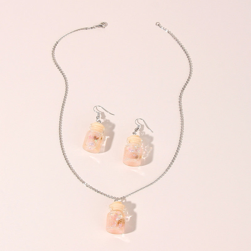 Personality Drift Bottle Shell Earrings Necklace Jewelry Set Women