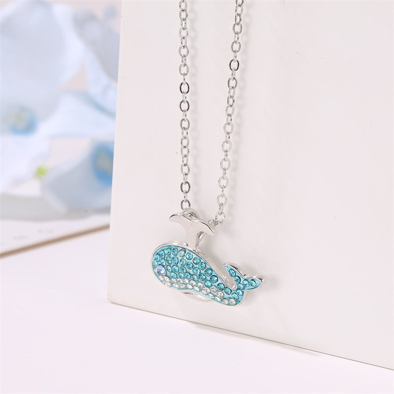 Clavicle Chain Blue Diamond Cartoon Marine Animal Pendant