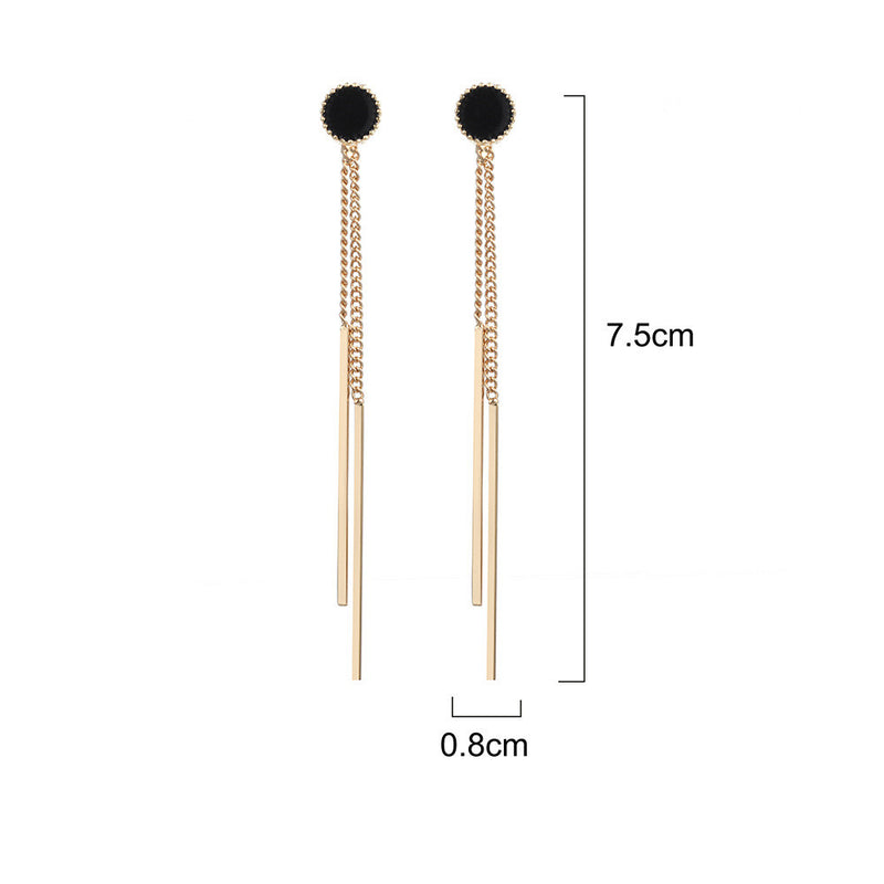 Geometric Alloy Pendant Tassel Earrings