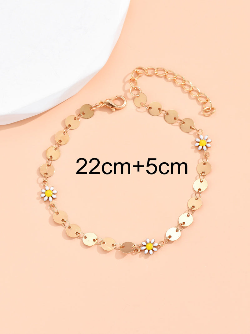 Personality Beach Ethnic Style Chrysanthemum Circle Anklet