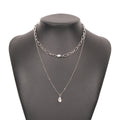 Elegant pearl pendant multi-layer creative texture clavicle chain