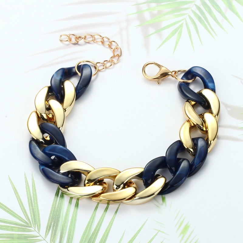 Paneled Multicolor Acrylic Chain Bracelet