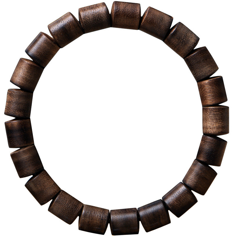 Agarwood Barrel Bead Bracelet Wooden Bracelet Men And Women Black Oil Old Material