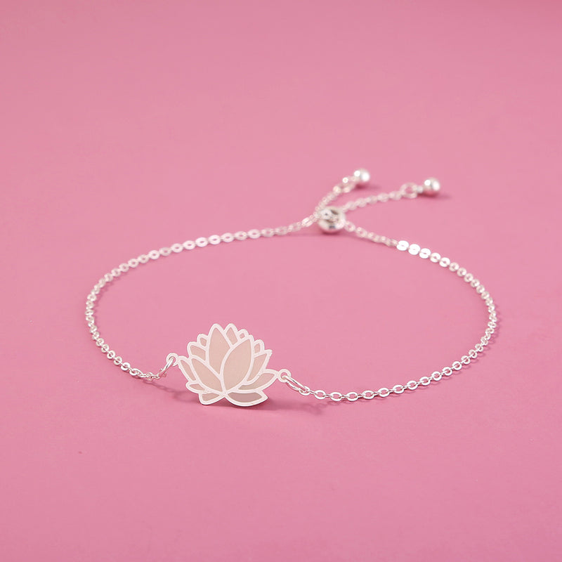 Silver Brass Lotus drop oil glow-in-the-dark bracelet