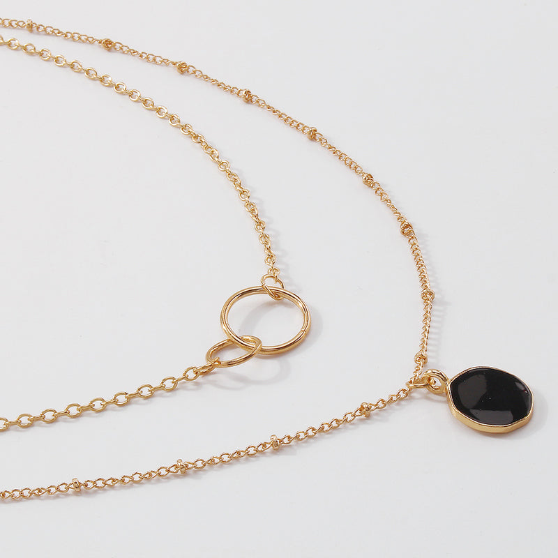 Double-layer Pendant Clavicle Chain Alloy Circle