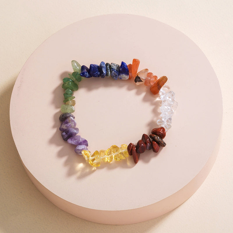 Count Color Natural Rough Stone Crystal Stone Elastic Bracelet