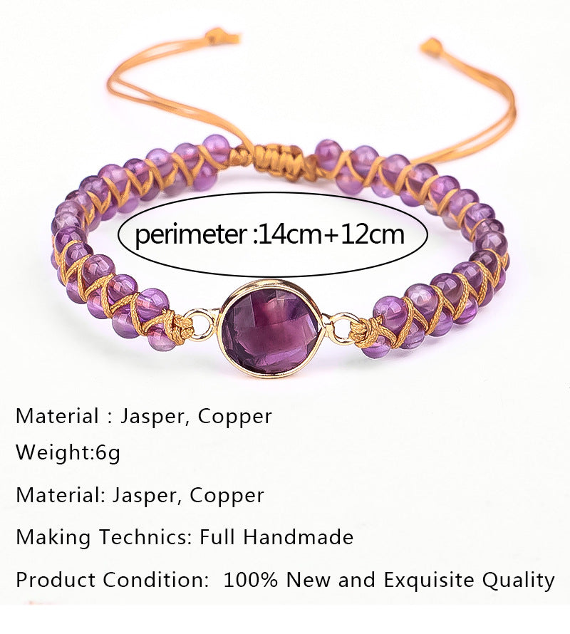 Cross-border New Bracelet With Faceted Amethyst Hand-woven