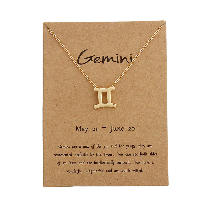 Zodiac Simple Gold Alloy Pendant Necklace