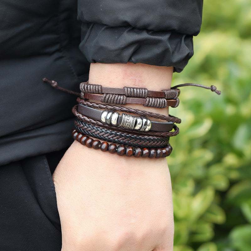 New Men's Alloy Accessories Cowhide Bracelet