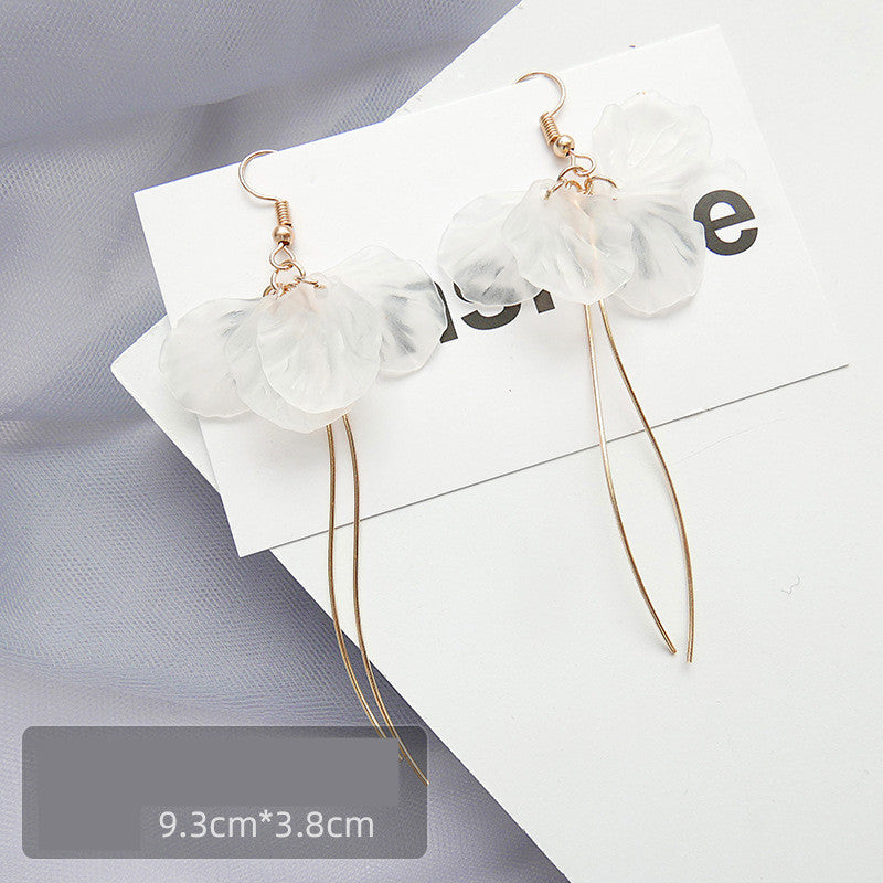 Korean Simple Immortal Petal Earrings Female Fashion Tassel Flower Earrings Small Drop Earrings Fairy Earrings