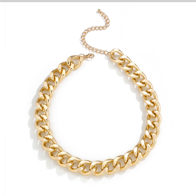 Punk style short thick chain clavicle chain
