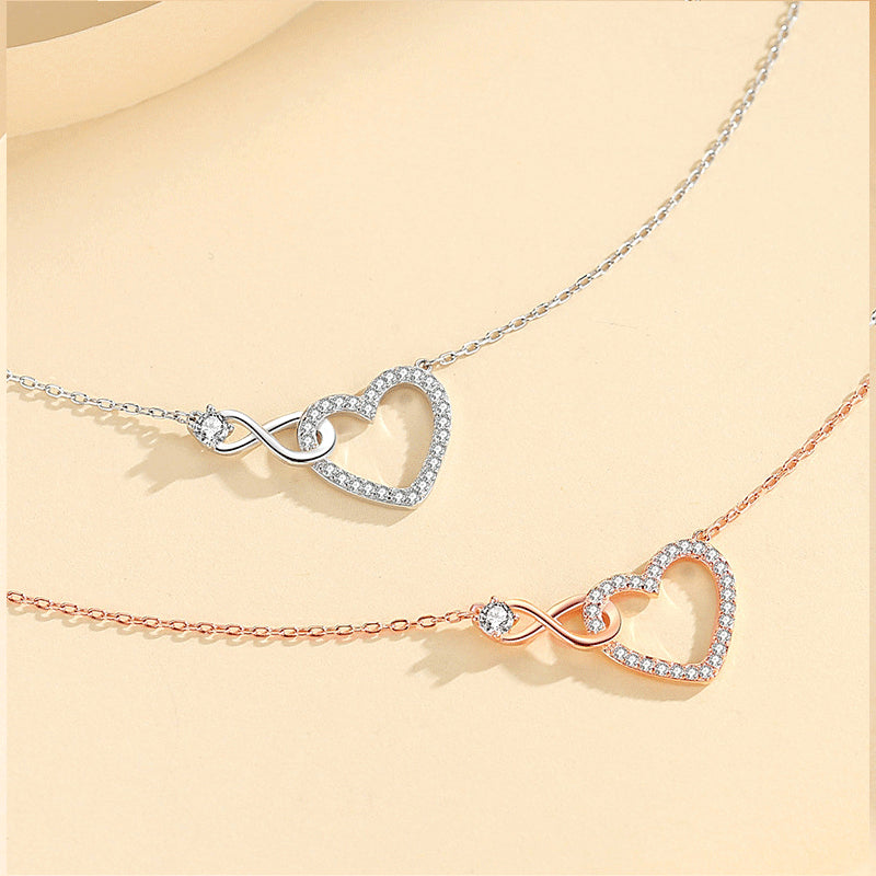 Simple Love Knot Necklace Female Temperament Heart-shaped