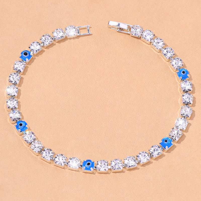 European And American Fashion Accessories Full Diamond Devil's Eye Anklet