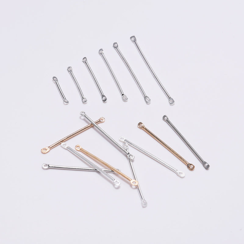 Double Hole Link Rod Cylindrical Ear Post Earrings Jewelry Accessories