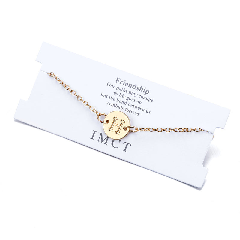 DIY Letter Bracelet Anklet Gold Small Circle Glossy Letter Bracelet