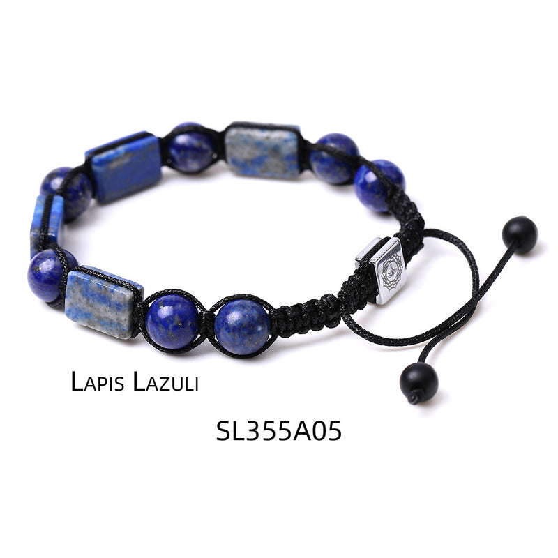 Amethyst Agate Lapis Lazuli Power Stone Seven Chakra Braided Bracelet