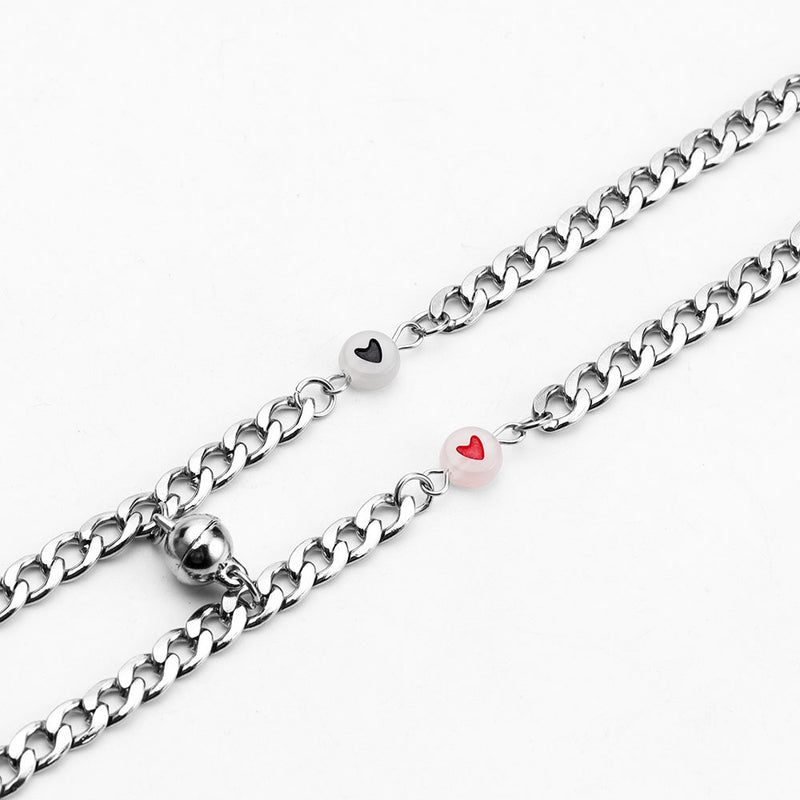 Magnetic Suction Luminous Heart-shaped Couple Bracelet