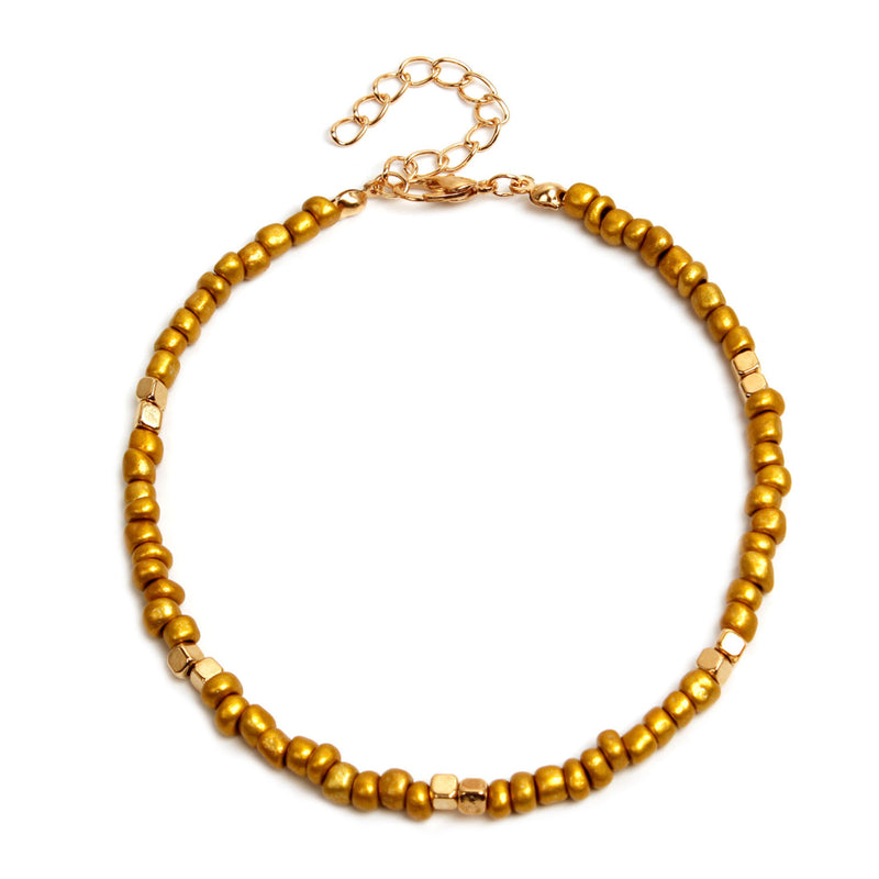 New Golden Rice Bead Beach Anklet Women