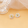 Silver Needle Small Daisy Flower Petal Earrings Cute Earrings