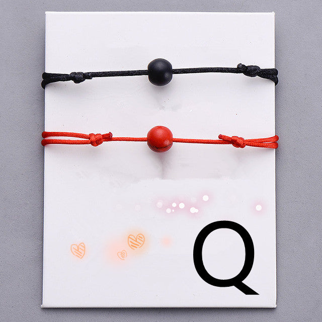 Natural Stone Beads Lava Bracelet Red Rope Braided Couple Bracelet