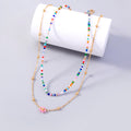 Colorful Chrysanthemum Rice Beads Multi-layered Necklace