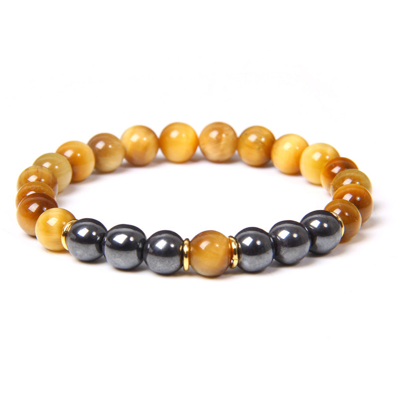 Black Gallstone Bracelet Tiger Eye Energy Fitness Men's Gift Jewelry