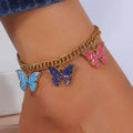 Creative Chain Multicolor Oil Drop Sticker Butterfly Set Anklet