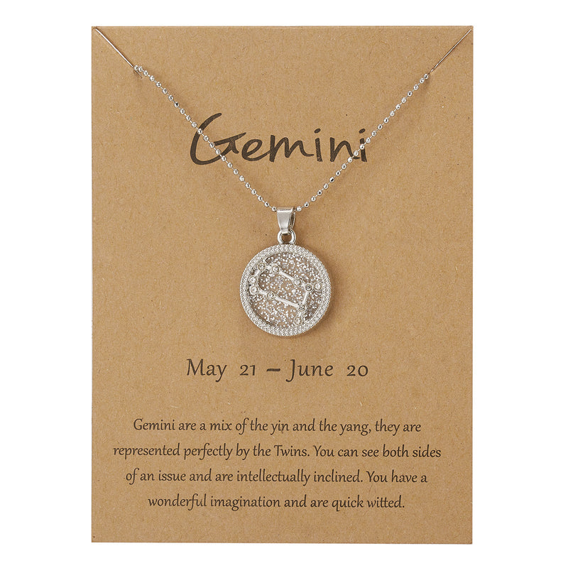 Fashion Coin Constellation Edition Necklace Silver Day And Night