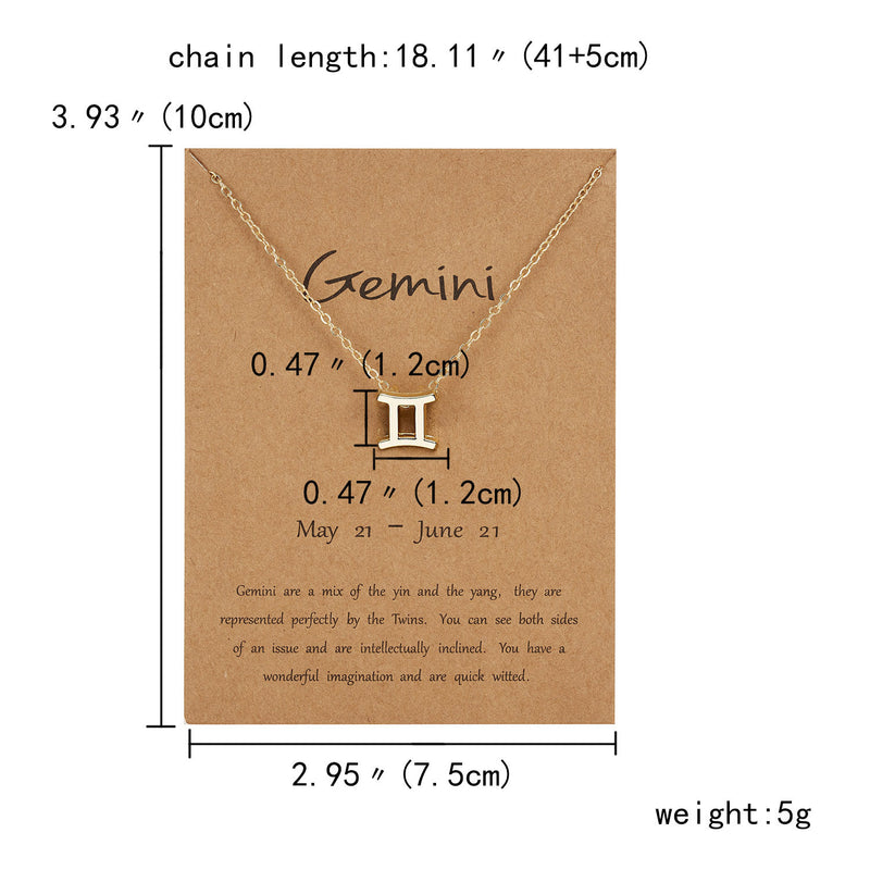 Personality Symbol Edition Silver Twelve Constellation Alloy Paper Card Necklace