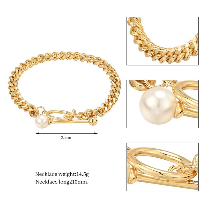 Geometric Copper Chain T-buckle Bracelet