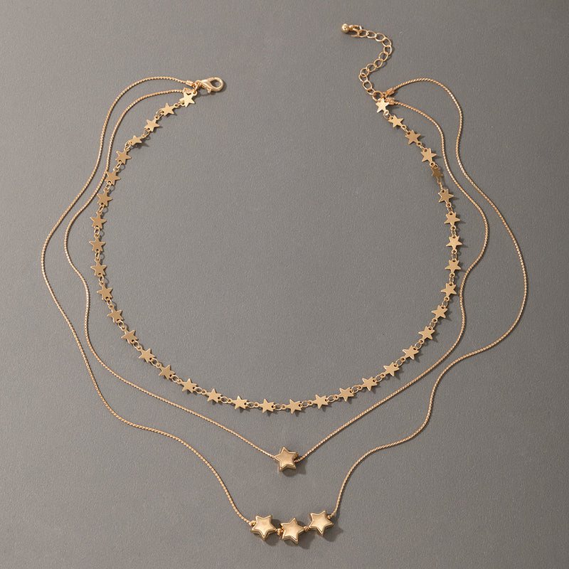 Temperament Simple Five-pointed Star Multi-layered Necklace