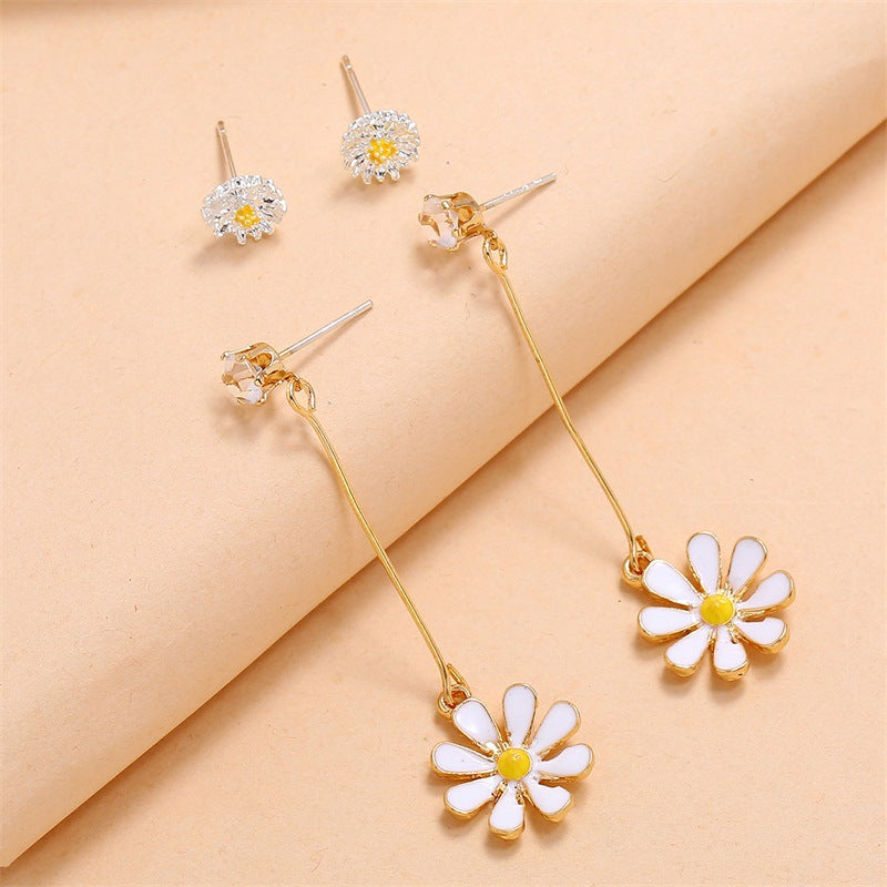 Two-Piece Set Of Frosty Little Daisy Earrings