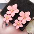 Earrings European And American Personality Trend Multi-color Double-layer Flowers