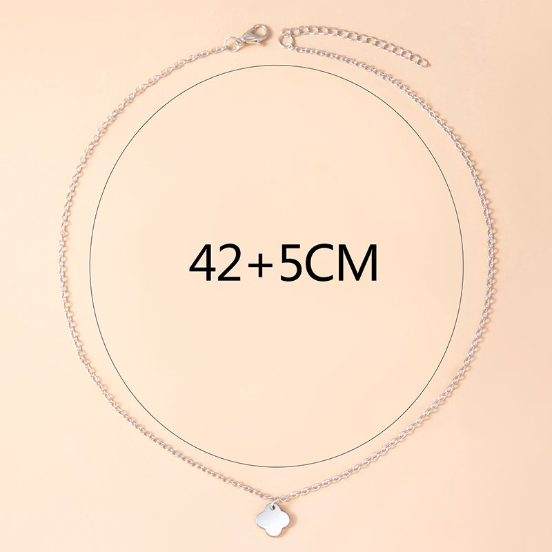 Fashion Silver Four-leaf Clover Necklace Stainless Steel Cloud Pendant Necklaces Chokers For Women Girls