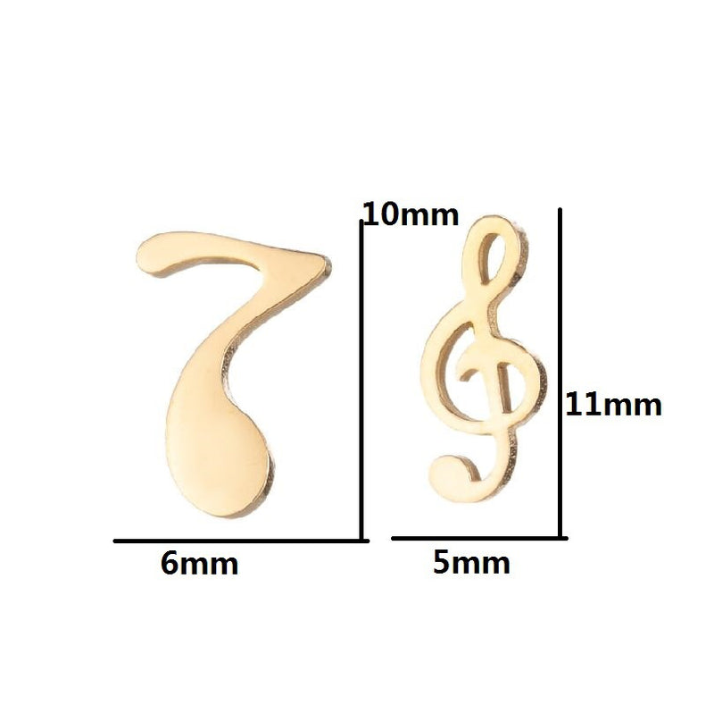 Love Ear Studs Electroplating Star Music Note Simple Geometric Stainless Steel Stud Earrings