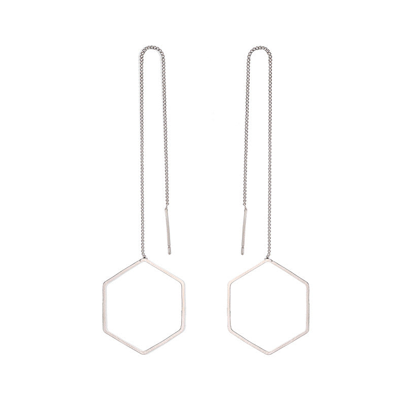 European Simple Love Triangle Hexagonal Ear Line