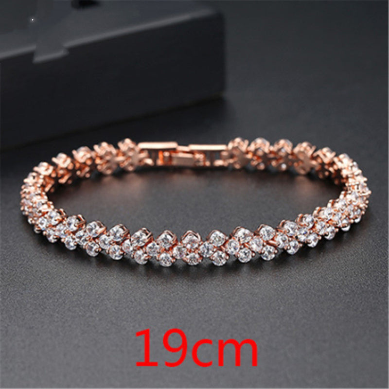 Copper Inlaid AAA Zircon Bracelet Ladies Gemstone Explosion