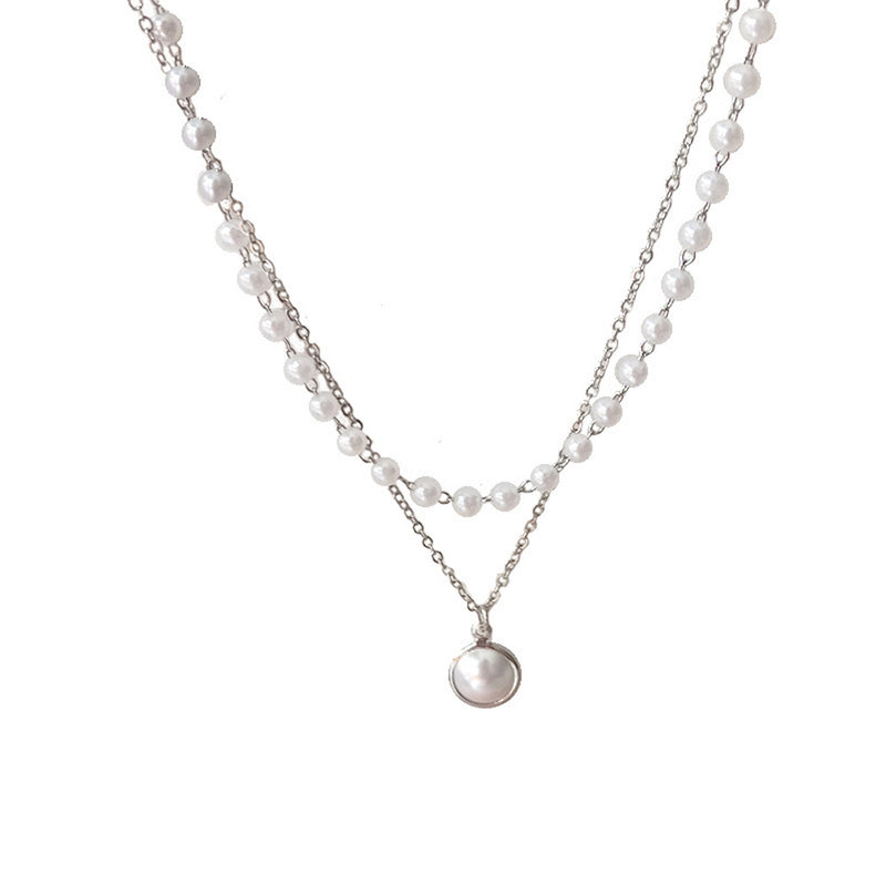 Simple Double Layer Pearl Necklace Female Tide Clavicle Chain