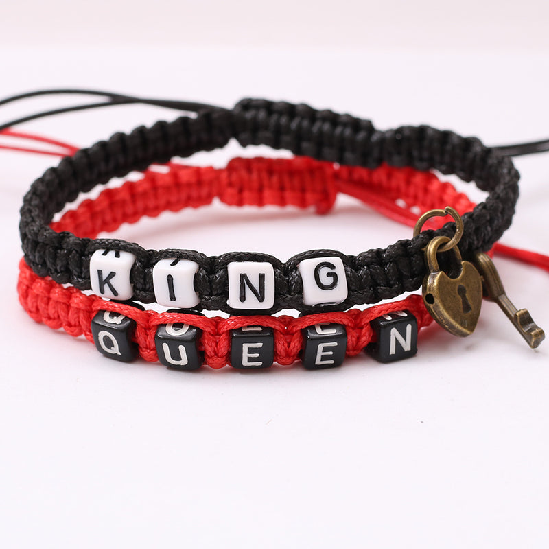2pcspair Couple Bracelets Black King And White Queen With K