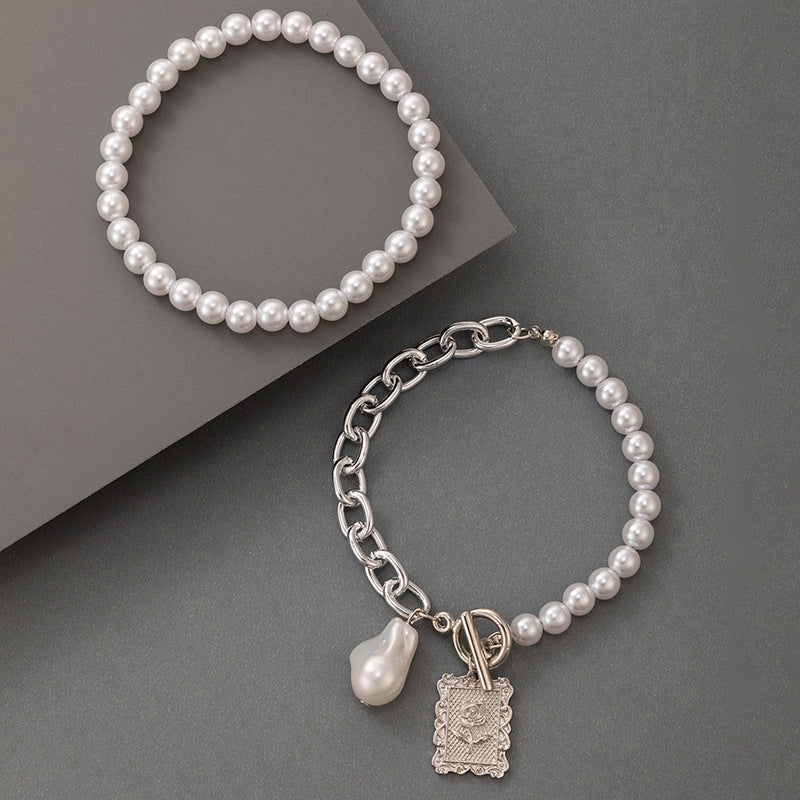 Faux Pearl Metal Chain And Anklet Set