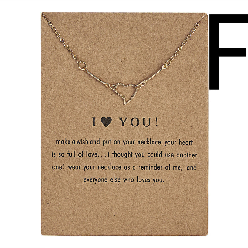 Paper Card Love Heart Alloy Necklace Clavicle Chain