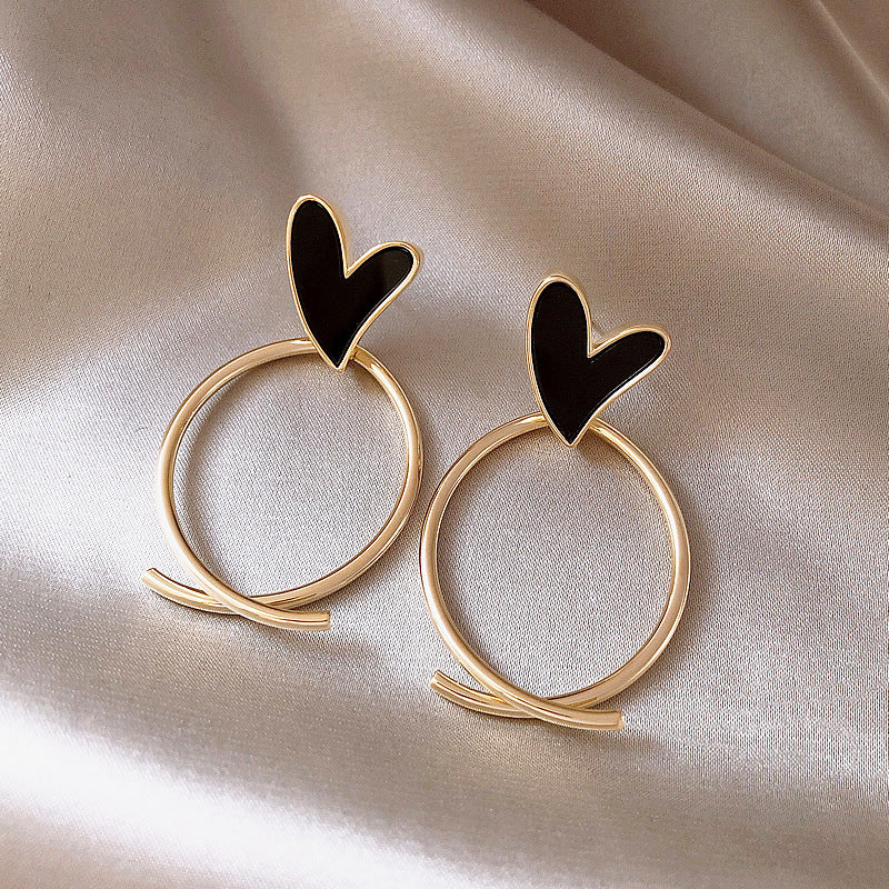 Women's Exaggerated Cross Peach Heart Temperament Earrings