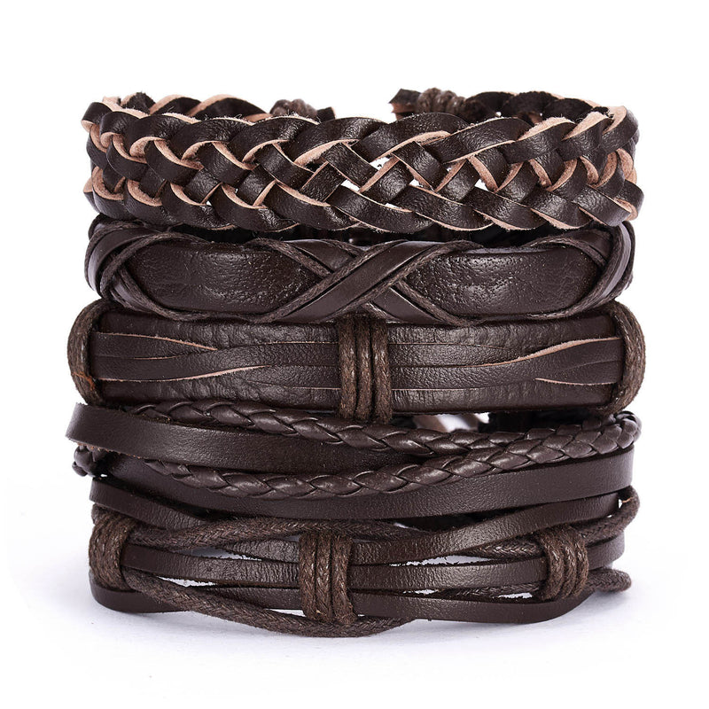 Black Men's Leather Bracelet Creative Simple Feathers