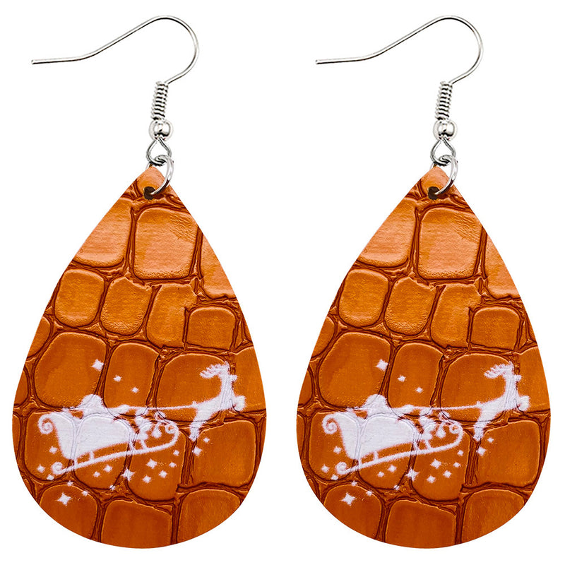 Earrings Snowflake Christmas Tree Leopard Double-sided Printing