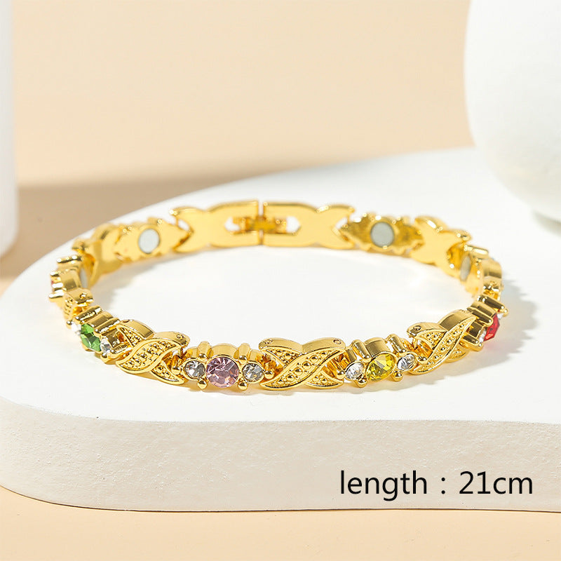 Ladies' Interlocking Gold And Diamond Magnet Bracelet
