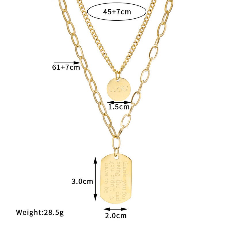 Double-Layer High-Quality Round Brand Square Brand Long Neckla