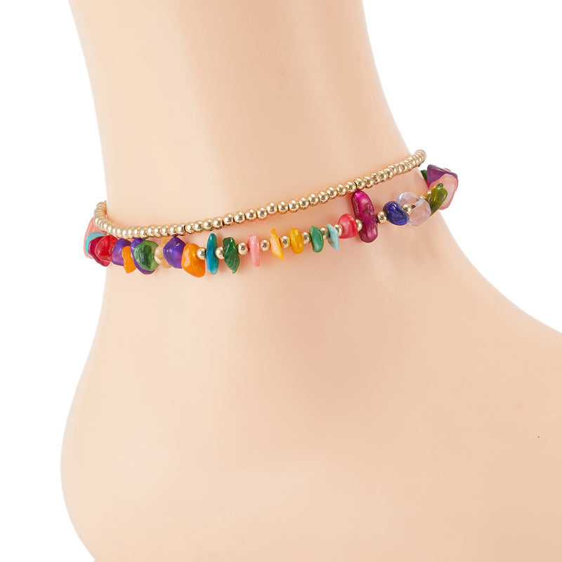 Bells Hand-woven Natural Gravel Beaded Anklet Women