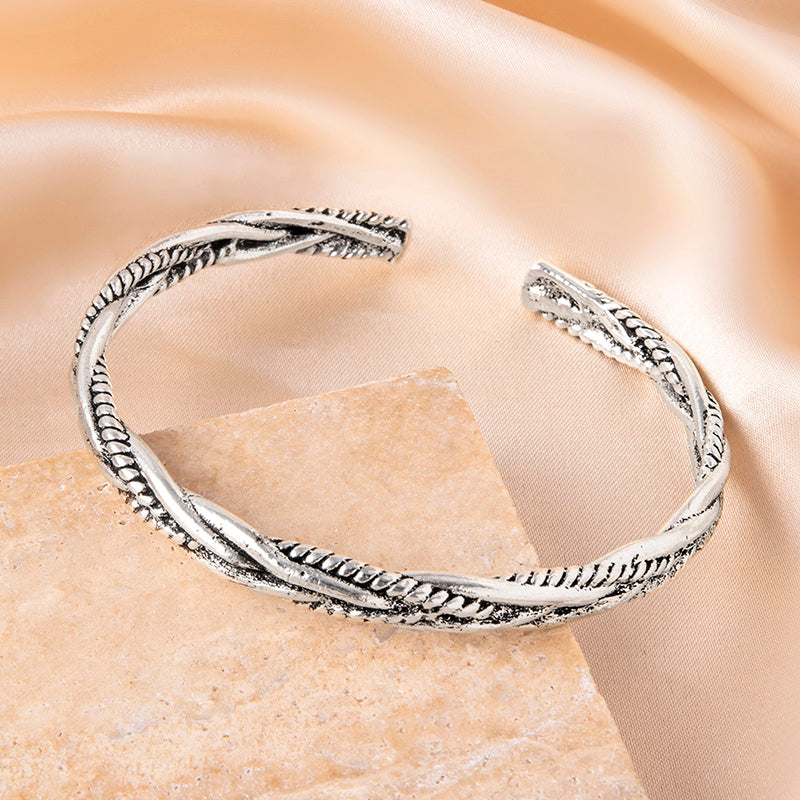 Vintage Twist Braided Open Bracelet