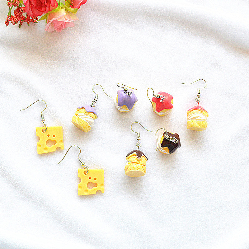 Personality Sweet And Cute Simulation Hand-made Food Play Earrings